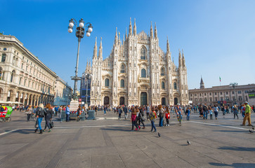 MILAN, ITALY, OCTOBER 13, 2017 - View of famous Milan Cathedral (Duomo di Milano), Italy.