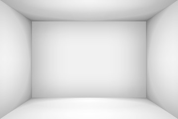 The inner space of the box. Empty white room. Vector design illustration. Mock up for you business project