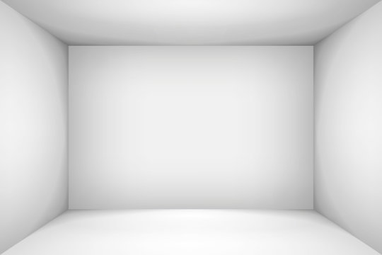 The inner space of the box. Empty white room. Vector design illustration. Mock up for you business project