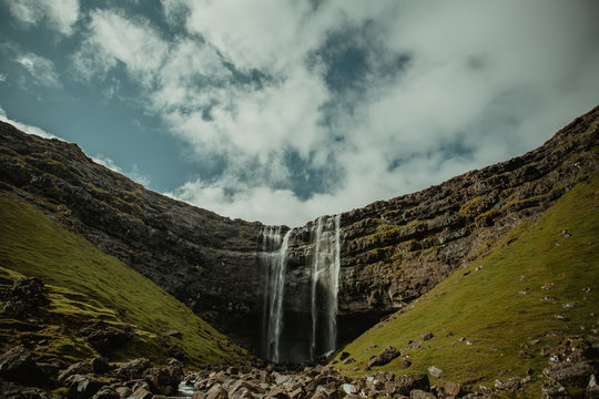 Beautiful landscape of waterfall in rocks