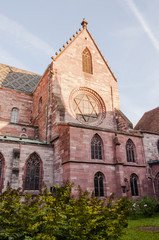 Fototapeta premium Basel, Stadt, Altstadt, Grossbasel, Münster, Kirche, Basler Münster, Altstadthäuser, Münsterplatz, Pfalz, historische Häuser, Herbst, Schweiz