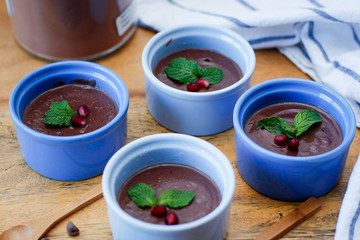 Chocolate pudding close-up 