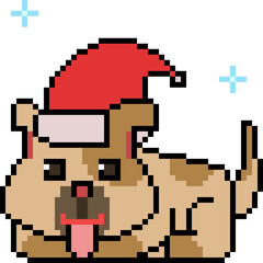Obraz premium vector pixel art christmas dog