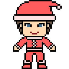 vector pixel art santa boy