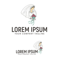 bride with flower logo design concept template