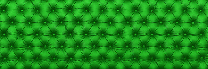 Fototapeta na wymiar horizontal elegant green leather texture with buttons for pattern and background