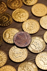 Bitcoin coin & Marijuana coin