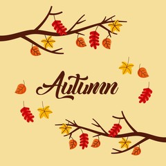 autumn tree branch leaves poster foliage with text