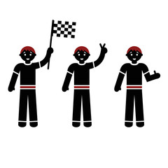 set of silhouettes of  black man