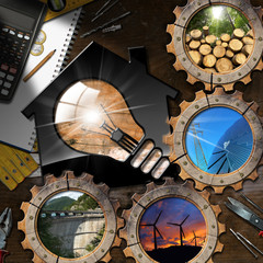 Renewable Resources - House with Light bulb