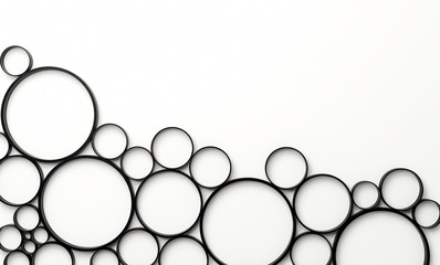 Background with black circles. 3d render