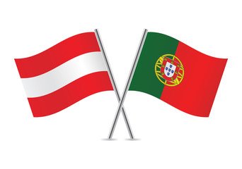 Austria and Portugal flags.Vector illustration.