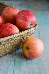 Apples on wood background