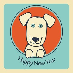 dog Christmas christmas emblem in a circle design postcard