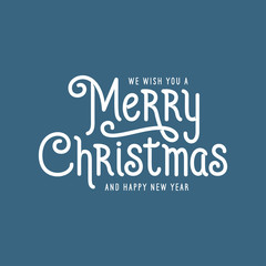 Merry Christmas and Happy New Year lettering template. Vector vintage illustration.
