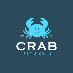 Crab bar and grill emblem. Vector vintage illustration.