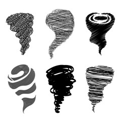 Tornado set. Abstract scribble logo templates. Vector illustration