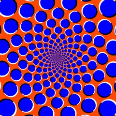Blaue Kreise auf orangefarbener optischer Täuschung © Chris the Composer