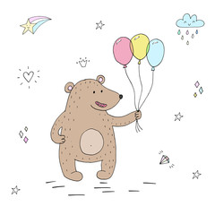 vector card with cute bear. vector print