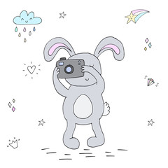 Obraz premium vector card with cute bunny. vector print