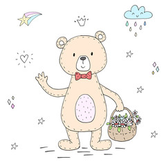 vector card with cute bear. vector print