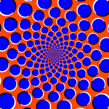 Blue circles on orange background optical illusion