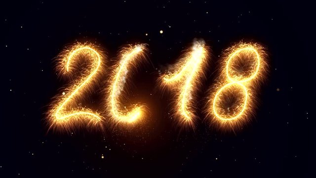 sparkler video animation of the numbers 2018