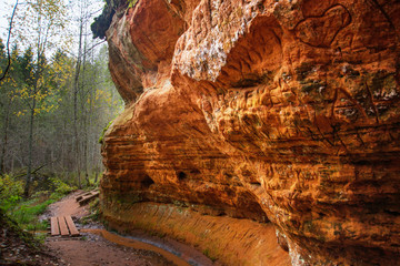 Orange cave in Russia. Leningrad oblast.