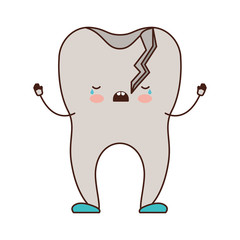 broken tooth cartoon in colorful silhouette