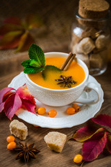 sea-buckthorn tea with mint and anise
