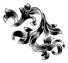 Filigree Heraldic Floral Pattern Scroll Design