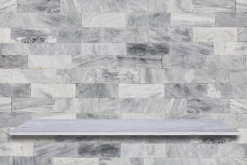 white  top marble shelf and stone floor  texture background, can be used display product