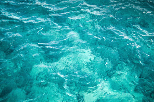 Blue ocean water surface, background photo