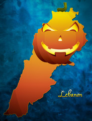Lebanon halloween map illustration with pumpkin face