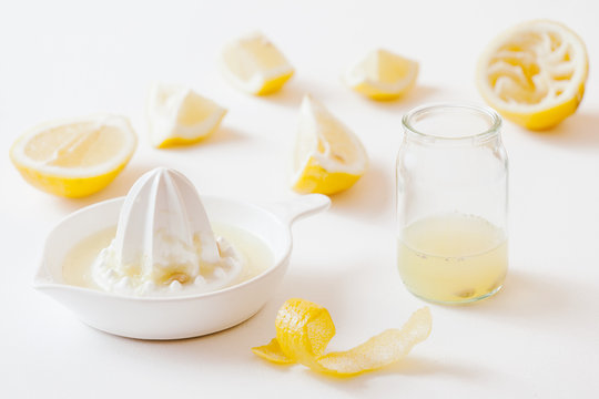 Squeezed lemon juice and lemon peel