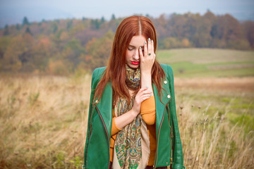 Young girl is depressed thoughts about suicide problems in her personal life, negative emotions ....