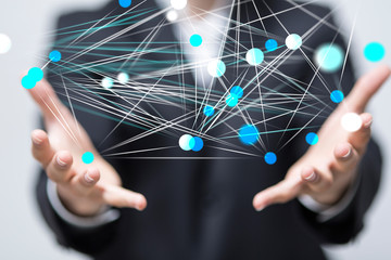 data  of businessman shows modern technology as concept