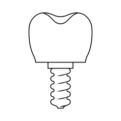tooth implant with screw in monochrome silhouette
