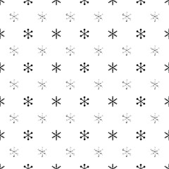 Christmas New Year seamless pattern with snowflakes. Holiday background. Silver snowflakes. Xmas winter decoration. Silver texture. Hand drawn vector illustration. Snow pattern. Wrapping gift paper.