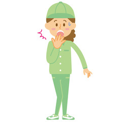 15シリーズ_作業着の中年女性_びっくり