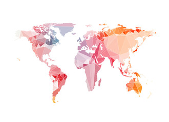 Polygonal silhouette of world map