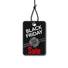 Black Friday. Black tag on the rope. Vector illustration.