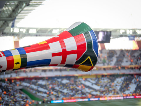 Vuvuzela Horn at Soccer Match (Football World Cup 2010 Game) in South Africa