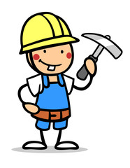 Junge im Bauarbeiter Kostüm zum Fasching