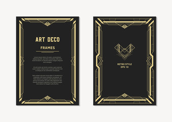 Art Deco frame design. Vintage style. Geometric frames for wedding invitations, cards and posters.