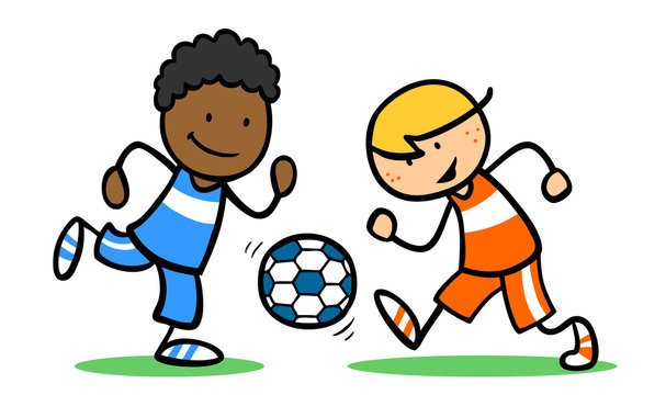 Kinder bei Integration durch Fußball spielen