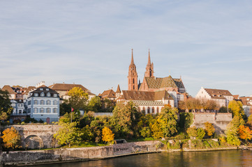 Basel, Stadt, Altstadt, Münster, Kirche, Pfalz, Münsterplatz, Altstadthäuser, Rhein, Rheinufer, Grossbasel, Herbst, Basel-Stadt, Schweiz