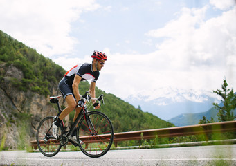 Cyclist on a mountain road