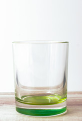 empty glass beaker on white background