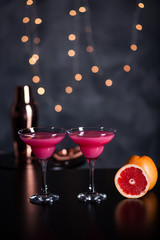Pink martini cocktails